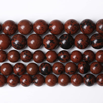 60PCS 6mm Natural Stone Mahogany Obsidian Beads for Jewelry Making Round Loose Spacer Beads DIY Bracelet Necklace(6mm, Mahogany Obsidian Beads)