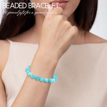 VDKIDKT Chakra Healing Bracelet 10mm Natural Aquamarine Beads Bracelet for Women Men Crystal Healing Stone Bracelet for Calming Energy and Wisdom (Aquamarine)