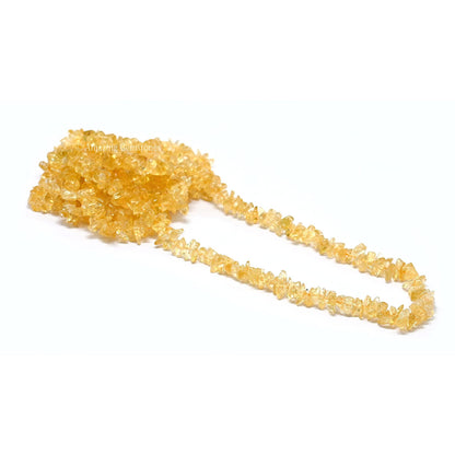 Citrine Pre Drilled Crystal Crushed Chips Beads for Bracelets Making, DIY Handmade Natural Healing Crystals (25 Inch Strand)