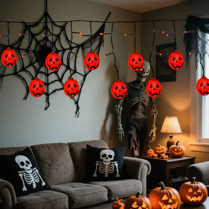 Taoushuleng 6FT 25LED Halloween Pumpkin String Lights, Icicle Light Strand with 10 Orange Jack O'Lantern, 8 Lighting Modes, Battery Operated, Indoor Outdoor Holiday Decoration