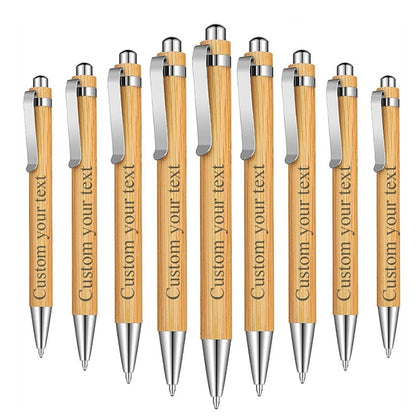 XFYSDIY Personalized Bamboo Ballpoint Pen, Custom Name, Text Logo Pen, Black Ink Office School Writing Stationery, Business Signature Pen For Guest Baby Shower Decoration Baptism Party Pen(20 pcs)