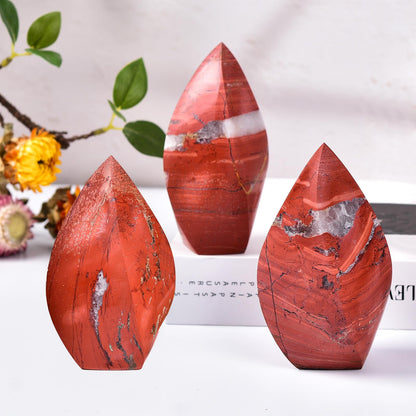 JIC Gem Red Jasper Large Crystals Natural Healing Crystal Point Obelisk Tower Spiral 4 Sides Energy Gemstone Decoration Gifts 1.1-1.7 Lbs