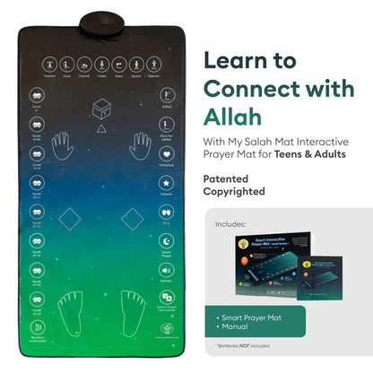 My Salah Mat for Adults - Smart Interactive Prayer Mat for Adults & Reverts Learning Surahs, Salah, Duas, & More - Muslim Prayer Rug with 25 Touch Keys, Padded Prayer Mat Layer, & Speaker for Ages 8+