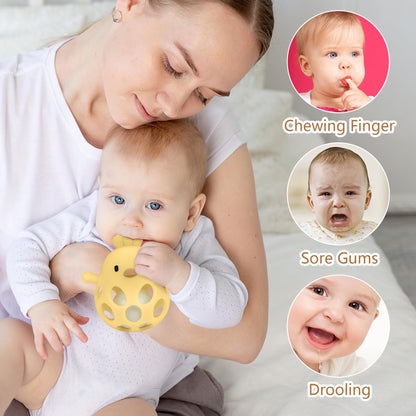 MCGMITT Baby Teething Toys for 3-6 Months, Easy Grasp Silicone Infant Rattle Teether Toy for 0-12 Months, BPA-Free Food Grade Baby Montessori Sensory Toys, Soft Infant Chew Toys for Teething Relief