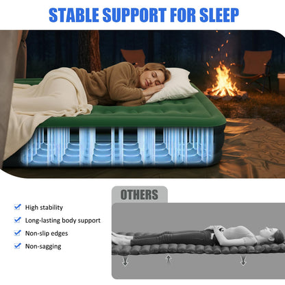 AYAMAYA Queen Camping Air Mattress with Built-in Rechargeable & Detachable Pump, 10" Height Inflatable Blow Up Airbed, Portable Self Inflating Sleeping Pad for Tents, Outdoor, Travel, Home, Guests