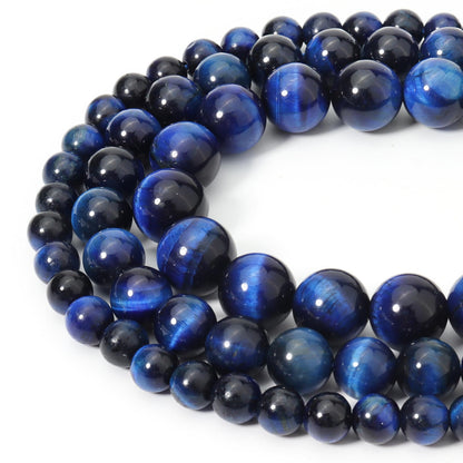 Siomia 60pcs 6mm Natural Blue Tiger Eye Gemstone Beads Energy Healing Crystal Round Loose Stone Beads for Jewelry Making, DIY Bracelets Necklaces