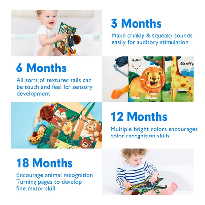 hahaland Baby Books 0-6 Months,Infant Tummy Time Toy Sensory Toys 6 to 12 Months Touch Feel Book Travel Toy Gifts for Boy Girl 0-3 Month Baby Shower Birthday Easter Basket Stuffers (Single)