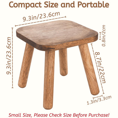 Youeon 9 Inch Small Wooden Step Stool, Non-Slip One Step Stool for Adults, Holds up to 300 Lbs, Portable & Sturdy, Footstool for Bedroom, Bathroom, Kitchen, Easy to Assemble