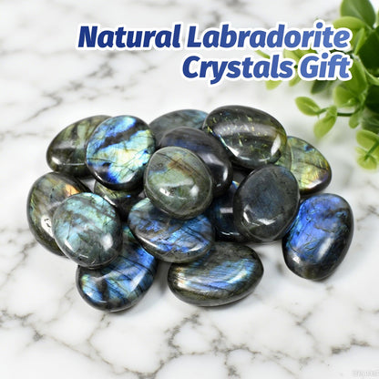 4-6PCS Gemstone Labradorite Crystals, Irregular Shaped Labradorite Healing Stones, Natural Hand Carved Palm Stone Worry Stone Crystals for Meditation, Home Decor-140g