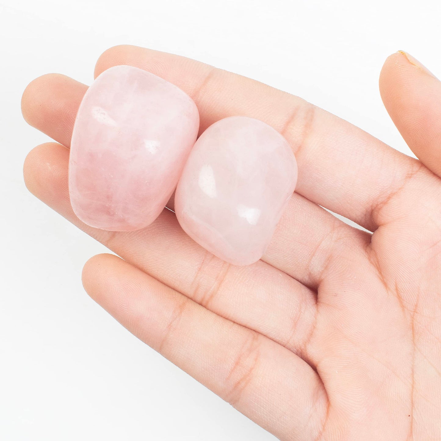 "300+ Carats, 2 Pcs Rose Quartz Polished Stones and Crystals, Tumbled Stones 2025mm Real Healing Stones for Beginners Used as Crystal Therapy, Meditation, Reiki, Thumb Stones Gift for Rock Collection"