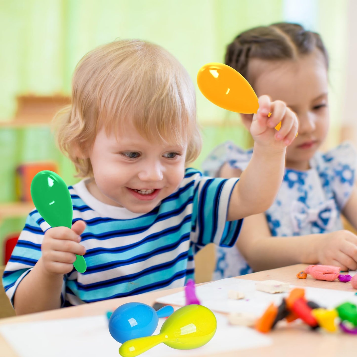CONEHOY 150 Pcs 4 Inch Mini Maracas Plastic Noisemaker Musical Instruments Neon Maracas Shakers for Kids Birthday Party Classroom Mexican Fiesta Cinco De Mayo Party Favors