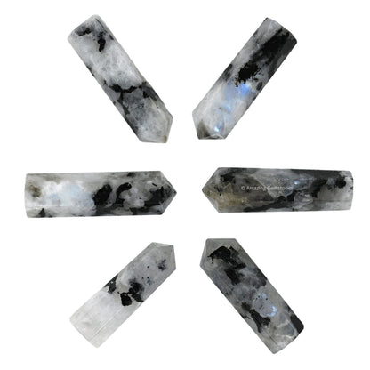 Amazing Gemstone Rainbow Moonstone Crystal Points Bulk Healing Crystals - Pack of 3 Single Terminated Healing Wand Point Bulk Crystals for Crafts, Crystal Grid, DIY Work - Premium Crystals