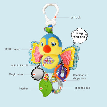 Baby Rattles Toys with Teether,Bed Bell for Toddler in pram,Gifts for Baby Aged 3 Months or More (Bird)