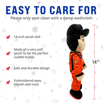 PLUSHIBLE NASA-Themed Astronaut Louie Plush Figure Toy – 14-Inch Space Explorer Rag Doll, Soft and Washable Stuffed Toy for Kids and Adults, Ideal Space-Themed Gift for All Ages