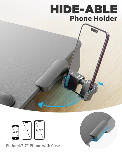 SAIJI Lap Desk with Cushion, Computer Laptop Stand, Lap Laptop Table, Built-in Drawer Storage, Phone Holder, Wrist Pad
