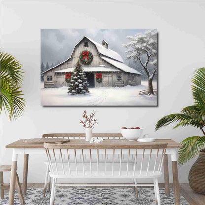 Canvas Wall Art Weathered Barn Christmas Canvas Modern Farmhouse Decor Modern Farmhouse Wall Art Rural decor Seasonal Decoration 20x30in-UnFramed