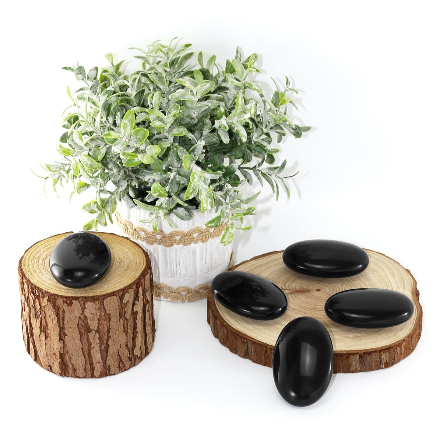 Nvzi Black Obsidian Crystal Palm Stone, Worry Stones, Crystals and Healing Stones, Polished Rocks, Natural Gemstones, Chakra Stones for Healing Crystals Daily Use