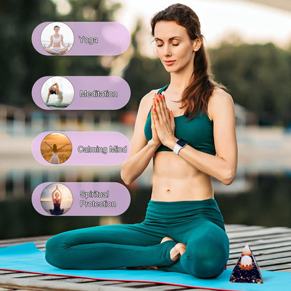 Saefheled The Flower of Life Orgone Pyramid,Natural Energy Pink Crystal&Obsidian Orgonite Crystal Healing Pyramid,for Reduce Stress, Balance Chakra,Meditation Attract Luck,Accumulate Wealth&Health