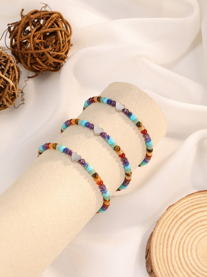 Top Plaza Chakra Bracelets for Women Heart Charm 4mm Natural Healing Gemstone Yoga Meditation Bracelet Handmade Beaded Spiritual Bracelet Adjustable Jewelry Mothers Day Gifts