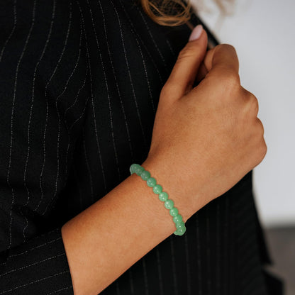 Gnamy Green Aventurine Crystal Bracelet for Women, Healing Crystal Bracelets for Spiritual Healing Positive Energy Stress Relief, Natural Stone Stretch Beaded Jade Bracelet Birthday Valentines Christmas Jewelry Gifts