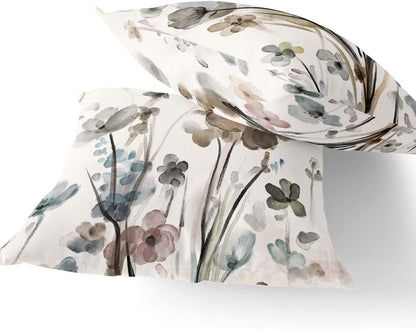 KKVEE Flower Throw Pillow Covers 18x18 Set of 2, Flowers Pillow Cushion Cases, Modern Decorative Square Pillowcases for Sofa Couch Bedroom Living Room Car