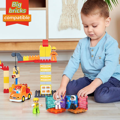 Mruikeny Large Magnetic Figures, 3 Inches Community Figures Set, 12 Pieces Magnetic Play People Magnet Building Toys for Kids Ages 3 4 5 6 7 8+, STEM Learning Toys Magnet Tiles Expansion