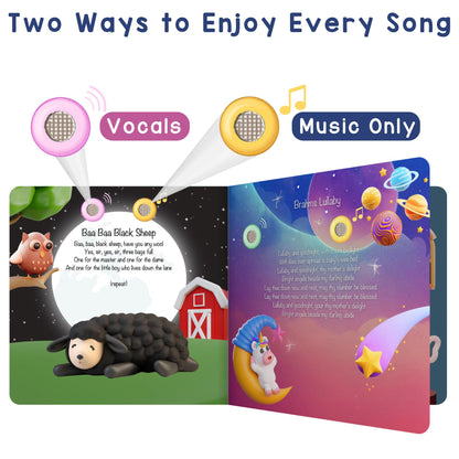 LEARNING BUGS Bedtime Songs – 13 Timeless Lullabies for Little Ones, Musical Books for Toddlers, 28-Button Music Book, Musical Toys for Toddlers 1-3