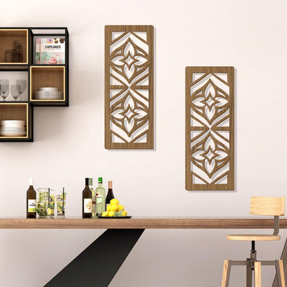 Zzbakress 2 Pcs Mid Century Modern Wall Decor Wooden Abstract Geometric Art for Home Living Room Bedroom (Style X)