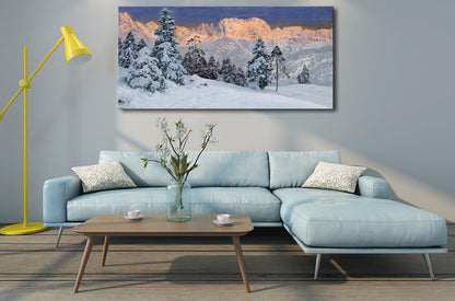 dgbtcart Winter Snow Mountain Canvas Wall Art for Living Room - Blue Nature Landscape Painting Print Decor Trees Modern Artwork Large Picture Poster for Bedroom Office Decoration - 20"x40"