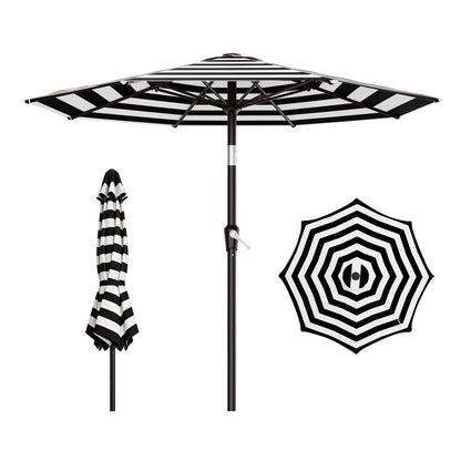 AreShark 9 FT Patio Umbrella for Outdoor, Outdoor Table Umbrella with Push Button Tilt and Crank, Outdoor Patio Umbrellas with 8 Sturdy Ribs for Market, Garden, Pool (Black & White Stripe)