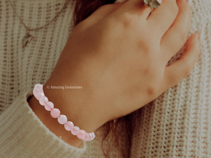 Amazing Gemstone Rose Quartz Bracelet for Women - Chakra Mens Bracelet Protection Crystals and Healing Stones - Blessing Bracelet Spiritual Meditation Gift Christmas Stocking