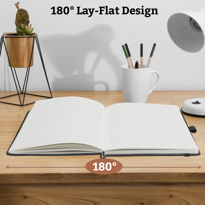 2Pack Lined Hardcover Journal Notebook, A5 192 Pages 100Gsm Thick Paper College Ruled for School,Note Taking,Work,Diary，5.7''*8.3'',Black