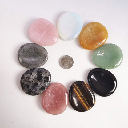 Bacatgem Natural Black Obsidian Water Drop Chakra Thumb Worry Stone,Stress Relax Healing Reiki Crystal Pocket Palm Stones