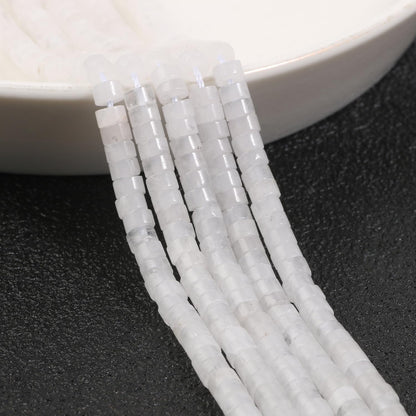 NITOPUPU 150Pcs 4×2mm Natural White Jade Spacer Stone Beads for Jewelry Making Supplies, Loose Semi Flat Round Gemstone Tube Beads for Bracelets DIY Crafts