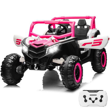 24V Ride On Car for Kids w/Remote Control, JOYRACER Battery Powered Off-Road UTV, 4x150W Motors,4 Shock Absorbers, 4.5 Mph Max Speed, Bluetooth, MP3, Lights, Electric Car for Big Kids