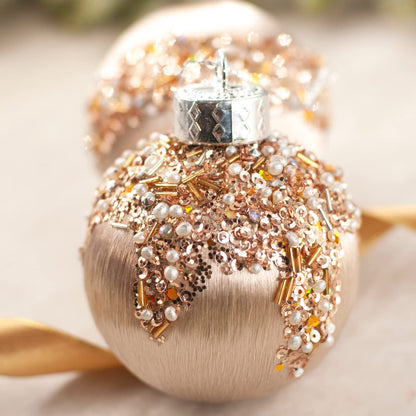 Fsforcar 12 Pcs Satin Christmas Balls, Silk Christmas Tree Hanging Ornaments, Luxury Home Decorations for Xmas Tree Wreath Garland Holiday Wedding Party Decoration (Champagne)