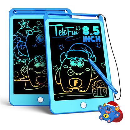 TEKFUN 2 Pack LCD Writing Tablet for Kids, 8.5 Inch Blue+Blue Doodle Board Drawing Board Reusable Drawing Tablet with Lanyard, Educational Kids Toddler Toys Birthday Gift for Boys Girls 3-12 Years Old
