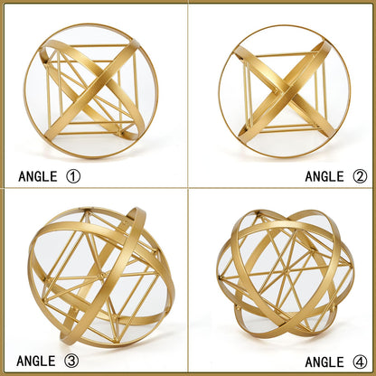 HLQMFHT 7 inches Metal Geometric Abstract Sculpture， Metal Geometric Sculpture Decor Sphere, Tabletop Decor for Living Room,Study,Bedroom,Modern Home Decor Accents