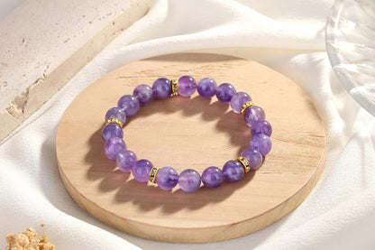 DUQGUHO Purple Bracelets for Women Anxiety Amethyst Bracelet 10mm Spiritual Calming Stretch Bracelet Stress Relief Crystal Gifts for Women
