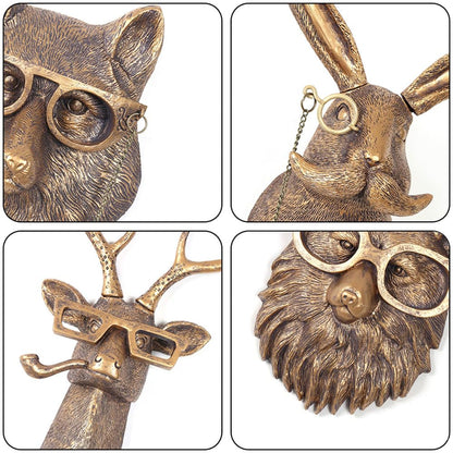 Joogour Head Wall Mount Decor,Resin Animal Sculptures，Art Deco Wall Hanging Decoration for Living Room Bedroom Officeroom Gift (Set of 5)