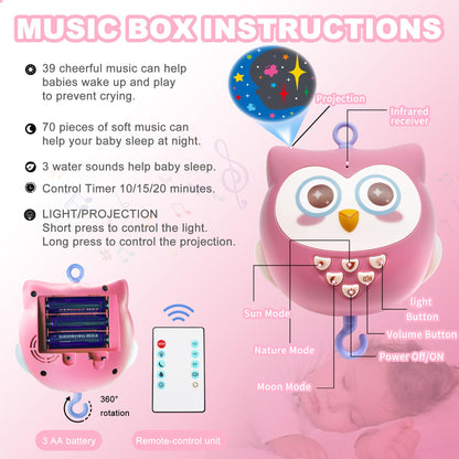 YUNGCHI Baby Crib Mobile with Music and Lights for Boys Musical Mobile Safari Animals for Girl Crib Bassinet Toys Hanging Portable Baby Mobile for Pack and Play Pink