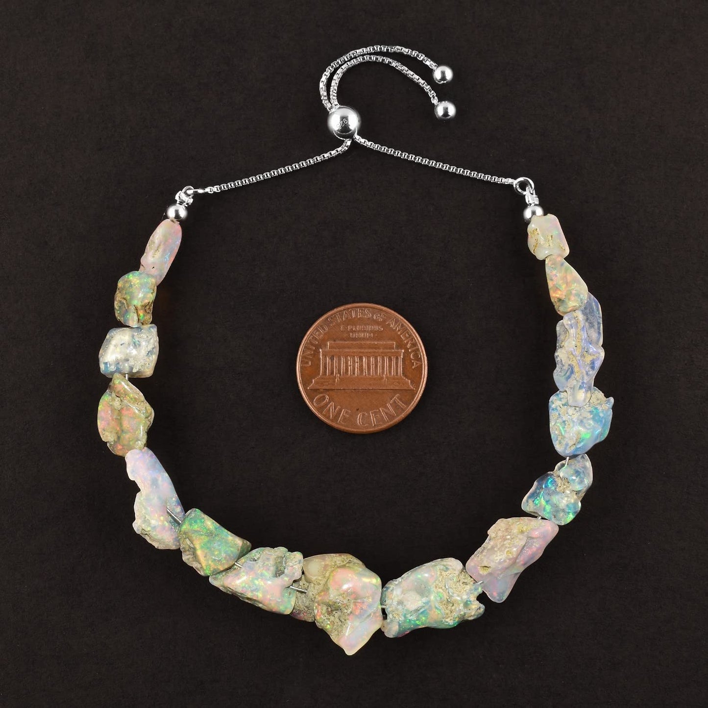 OdrillionGems Natural Raw Ethiopian Opal Gemstones Bolo Bracelet, Opal Rough Stones, Healing Crystals, 925 Sterling Silver, Handmade, Birthstones, Adjustable Slider, Women Jewelry, Valentine Gifts