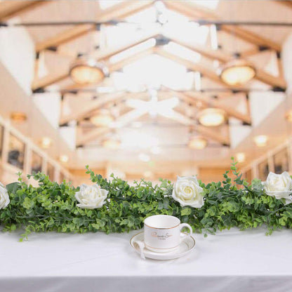 DearHouse 6 Pack Faux Eucalyptus Garland Plant, Artificial Vines Hanging Eucalyptus Leaves Greenery Garland for Wedding Backdrop Arch Wall Decor, 5.9 Feet/pcs UV Protected Indoor Outdoor