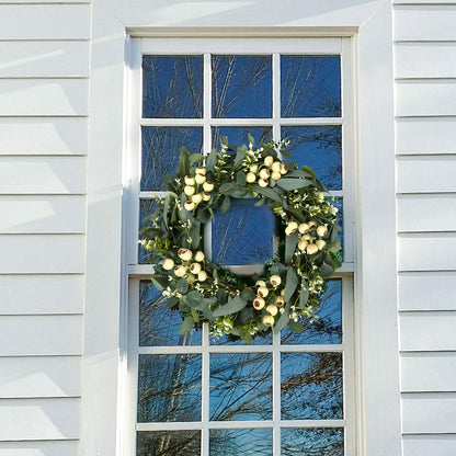 JINGHONG Eucalyptus Wreaths for Front Door 20 Inch Green Home Decor for Wall Porch Window Spring Summer Wreath with Big Berries for All Seasons Winter Christmas