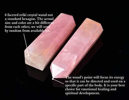 AMOYSTONE Rose Quartz Obelisk Large Healing Crystal Wand Tower 6 Faceted Column Reiki Chakra Meditation Therapy Pink 0.6-1.1 LBS