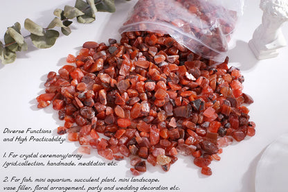 Red Carnelian Crystal Polished Rocks 0.3-0.4" Tumbled Reddish Brown Agate Stones Chips Quartz Stone Crushed Healing Crystals Natural Gem Home Decoration Aquarium Plants Vase Filler Ornament 0.6lbs