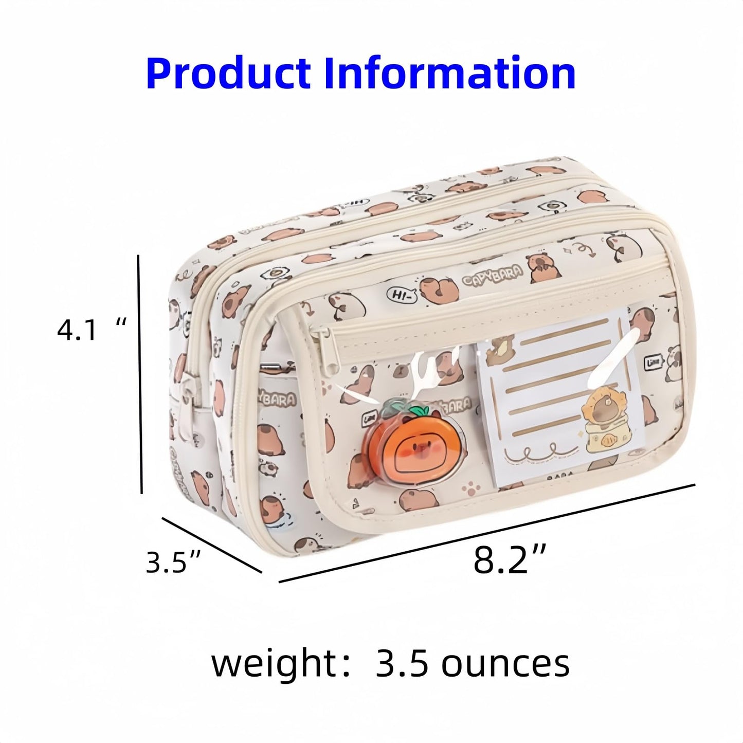 VTYFRY Cute Kawaii Pencil Case Pouch Cartoon Pen Box Holder Organizer for Office Workspace Supplies Desk Accessories Travel Essentials Aesthetic Trendy Cool Stuff Gift Large Capacity (Purple Kapibala)