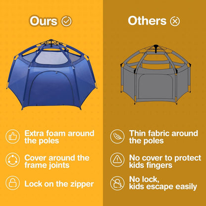Alvantor® Baby Playpen Pop Up Play Yard 84"x84"x44”Large Mesh Kids Toddler Play Pen Indoor & Outdoor Safe Space Foldable Lightweight Mosquito Playpen Canopy for Infants Toddlers Pets, Navy