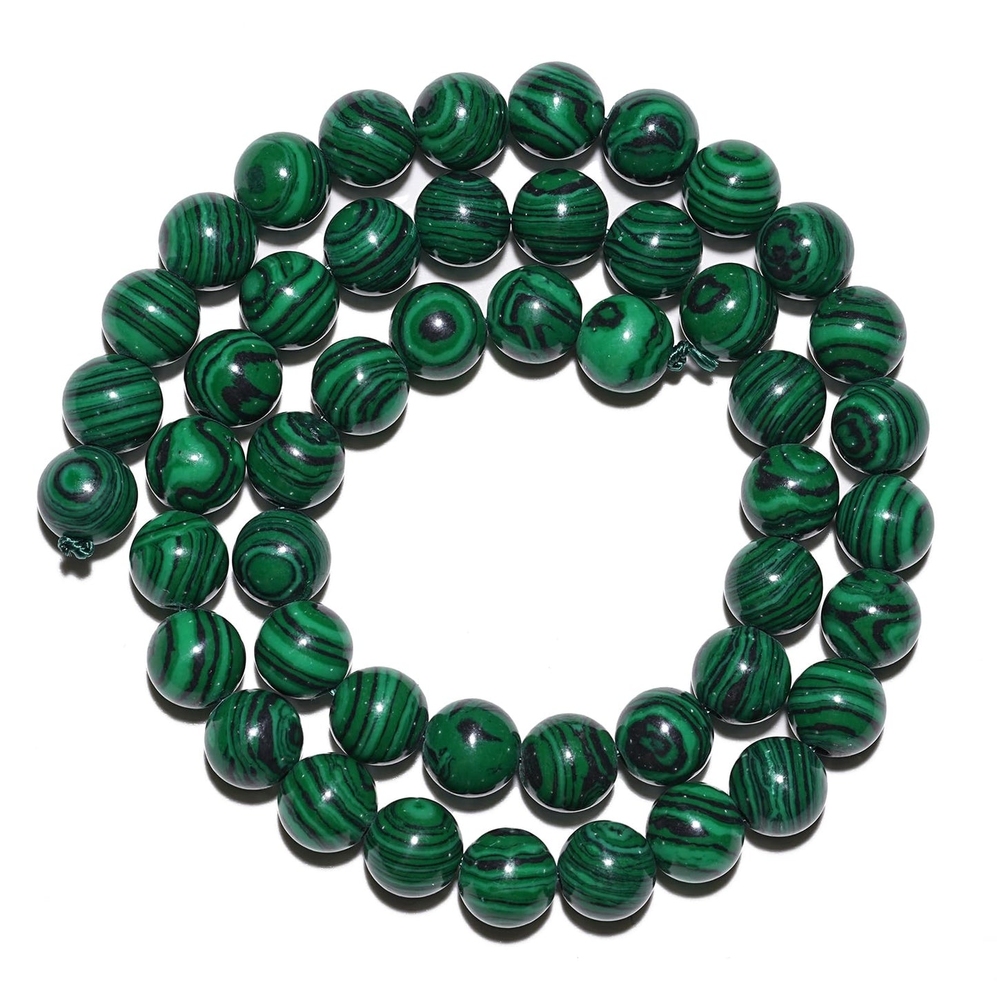 10mm Natural Green Malachite Gemstone Beads Polished Round Smooth Stone Beads for Bracelets Jewelry Making 15inch Loose Beads