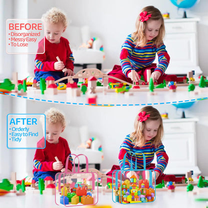 6 Packs Large Toy Storage Bags PVC Waterproof Organizers Toy Bags Reusable Clear PVC Board Game Storage with Zipper and Handle for Board Games, Building Blocks, Puzzles, Toys and Handmade Accessories